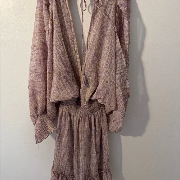 Lovestitch Lavender & Gold long Sleeve Mesh Dress - Size S - Picture 4 of 4